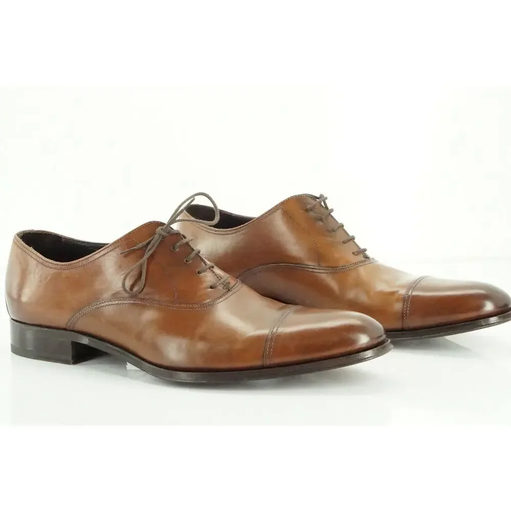 To Boot New York Men's Brown Leather Aidan Cap Toe Oxfords